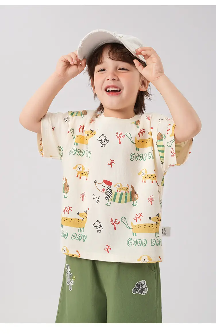 Boys Cotton T-Shirt Summer Light Green Striped — feature 20