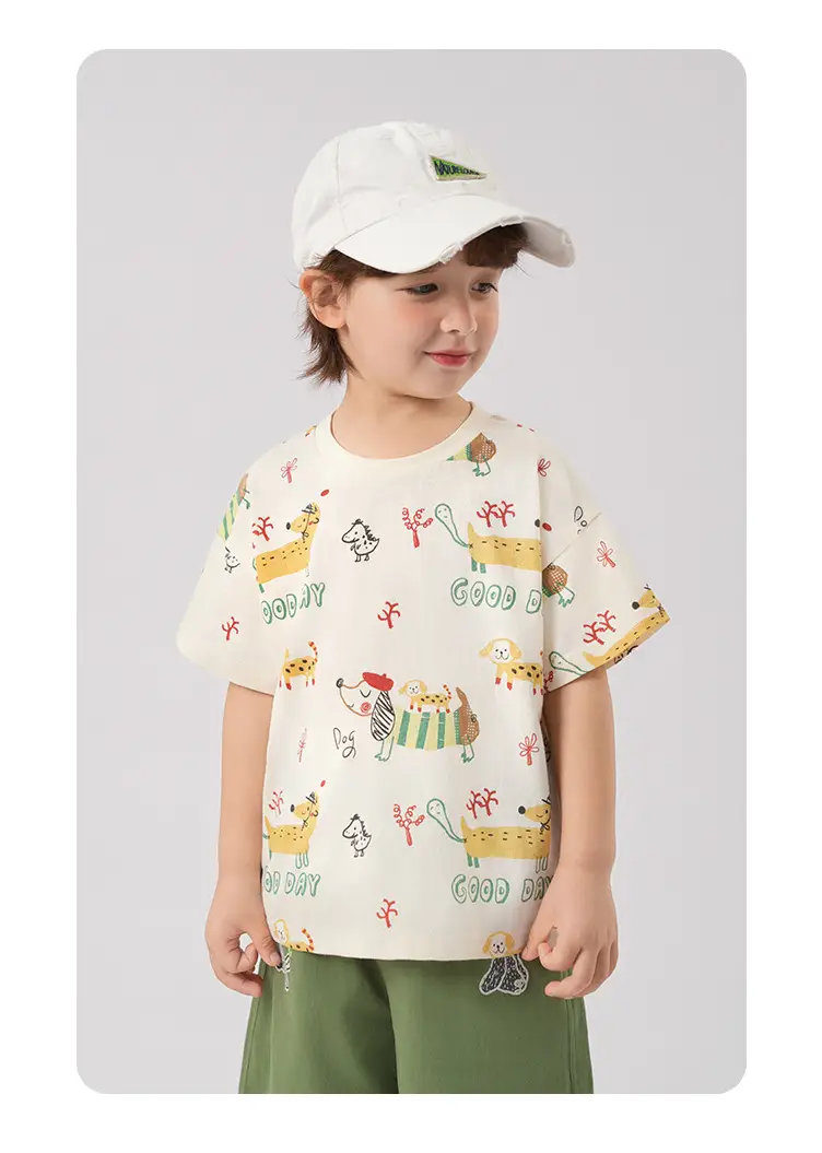 Boys Cotton T-Shirt Summer Light Green Striped — feature 21