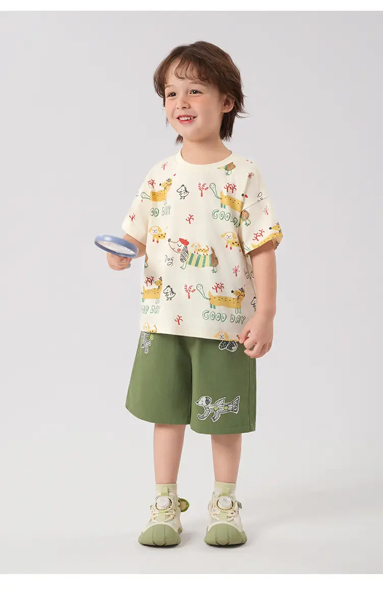 Boys Cotton T-Shirt Summer Light Green Striped — feature 22