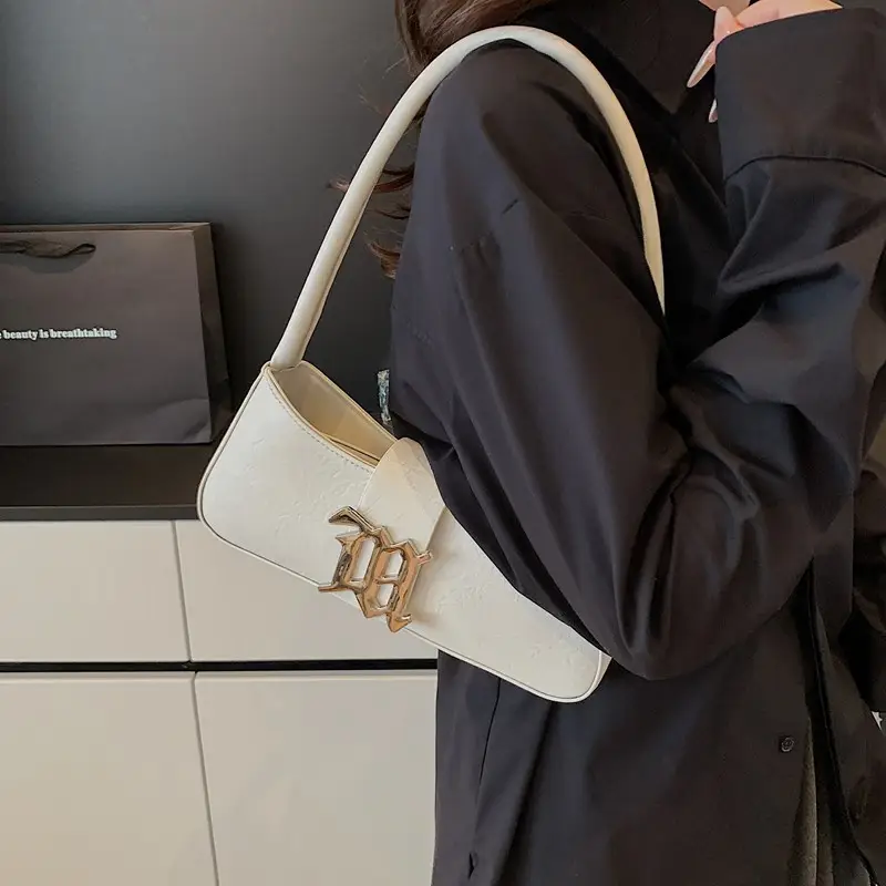 White Gold Logo Shoulder Bag for Women Spring 2025 - Image 5