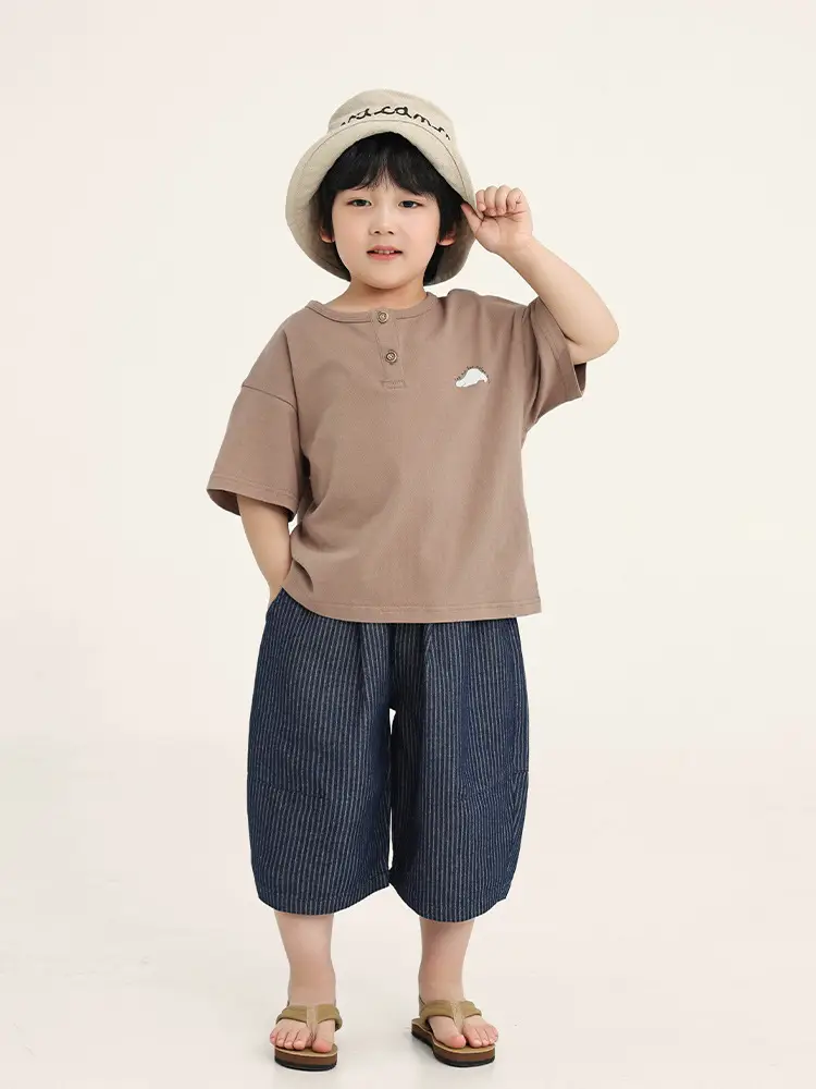 Kids Brown T-Shirt Short Sleeve Summer Wear - Image 3