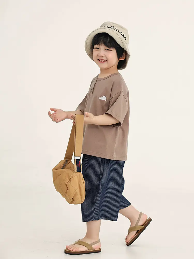 Kids Brown T-Shirt Short Sleeve Summer Wear - Image 7