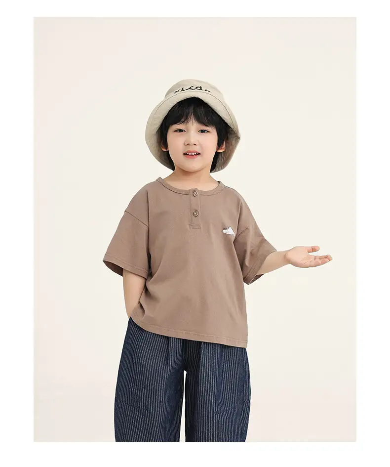 Kids Brown T-Shirt Short Sleeve Summer Wear — feature 11