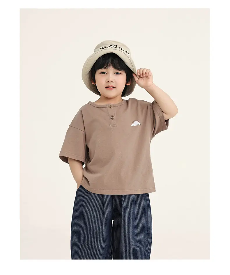 Kids Brown T-Shirt Short Sleeve Summer Wear — feature 12
