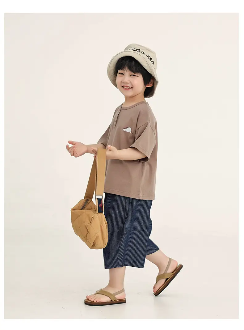 Kids Brown T-Shirt Short Sleeve Summer Wear — feature 13