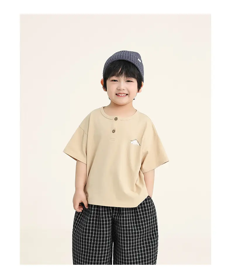 Kids Brown T-Shirt Short Sleeve Summer Wear — feature 16