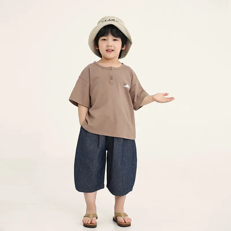 Kids Brown T-Shirt Short Sleeve Summer Wear - Image 2