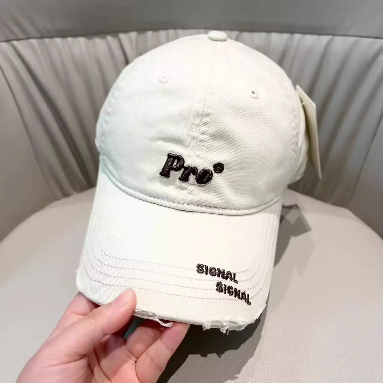 White Pro Embroidered Baseball Cap Women Korean Style