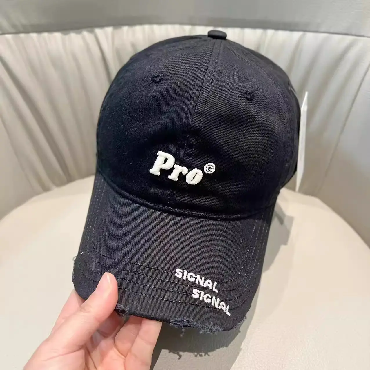 White Pro Embroidered Baseball Cap Women Korean Style