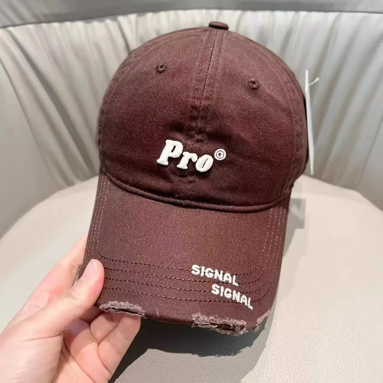 White Pro Embroidered Baseball Cap Women Korean Style