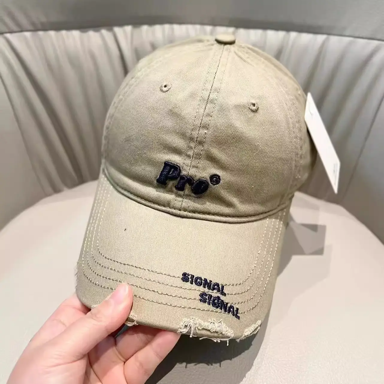 White Pro Embroidered Baseball Cap Women Korean Style