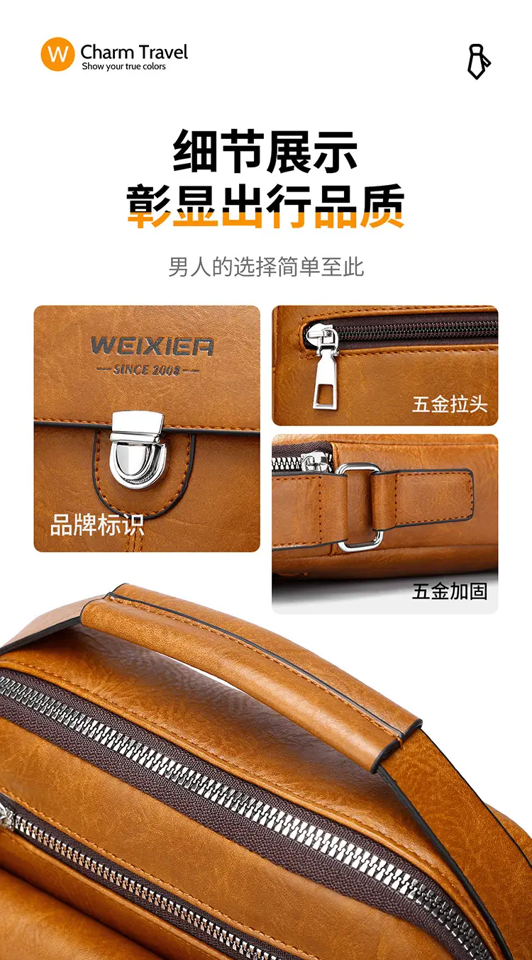 Men's Waterproof Leather Crossbody Bag Large Capacity — feature 14