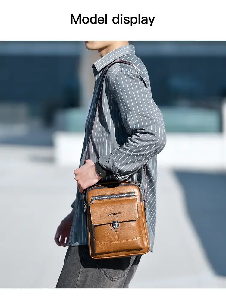 Men's Waterproof Leather Crossbody Bag Large Capacity — feature 15
