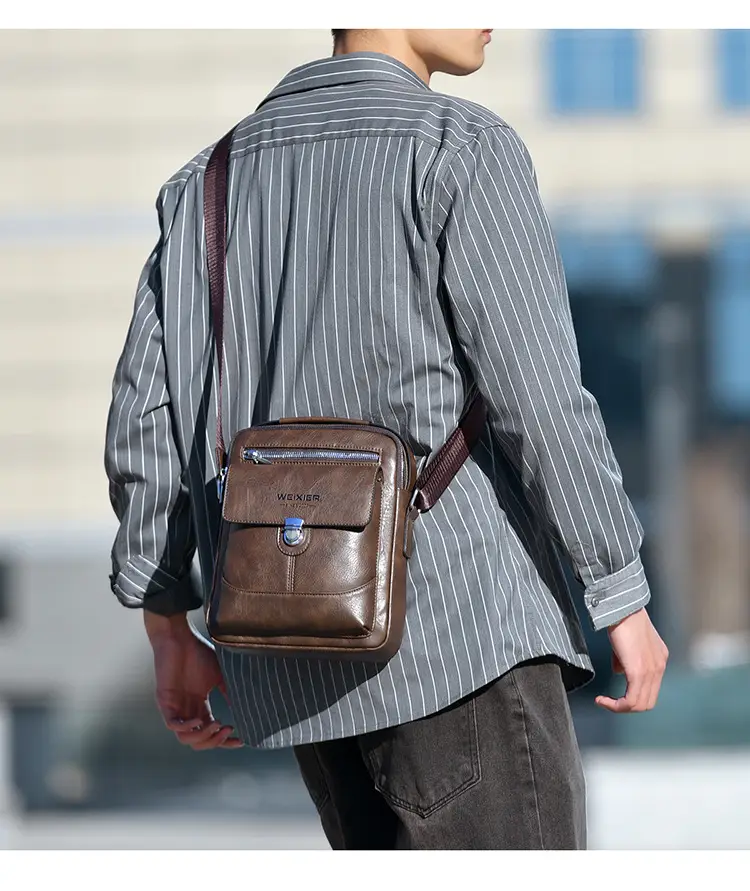 Men's Waterproof Leather Crossbody Bag Large Capacity — feature 17