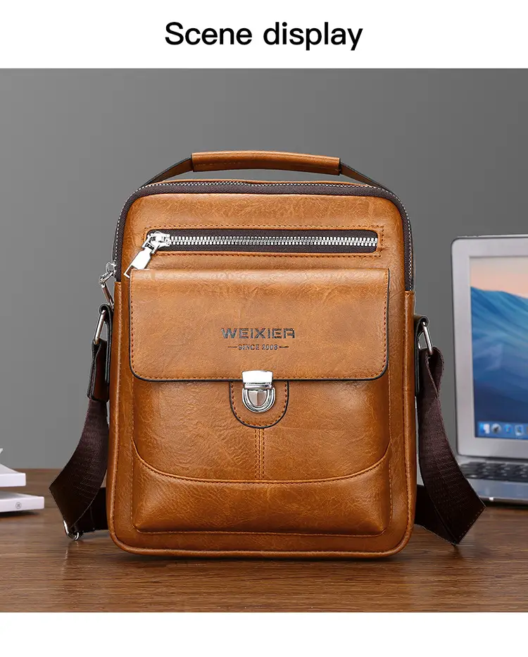 Men's Waterproof Leather Crossbody Bag Large Capacity — feature 20