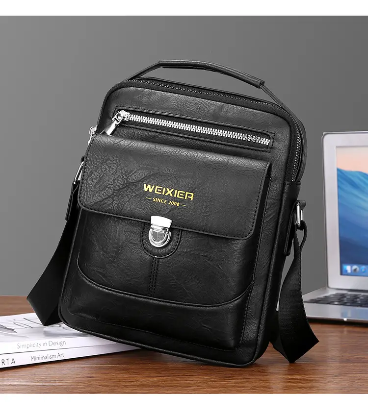 Men's Waterproof Leather Crossbody Bag Large Capacity — feature 23