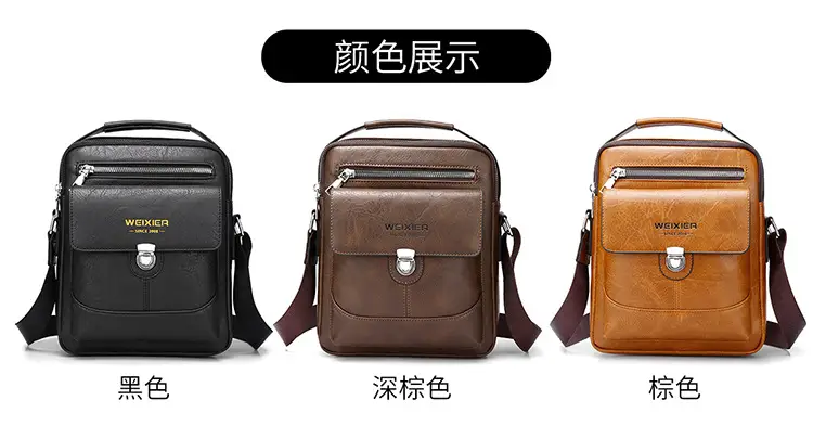 Men's Waterproof Leather Crossbody Bag Large Capacity — feature 26