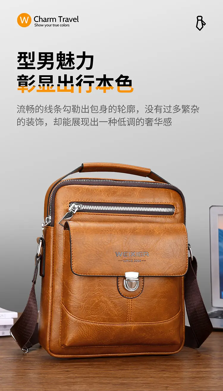 Men's Waterproof Leather Crossbody Bag Large Capacity — feature 4