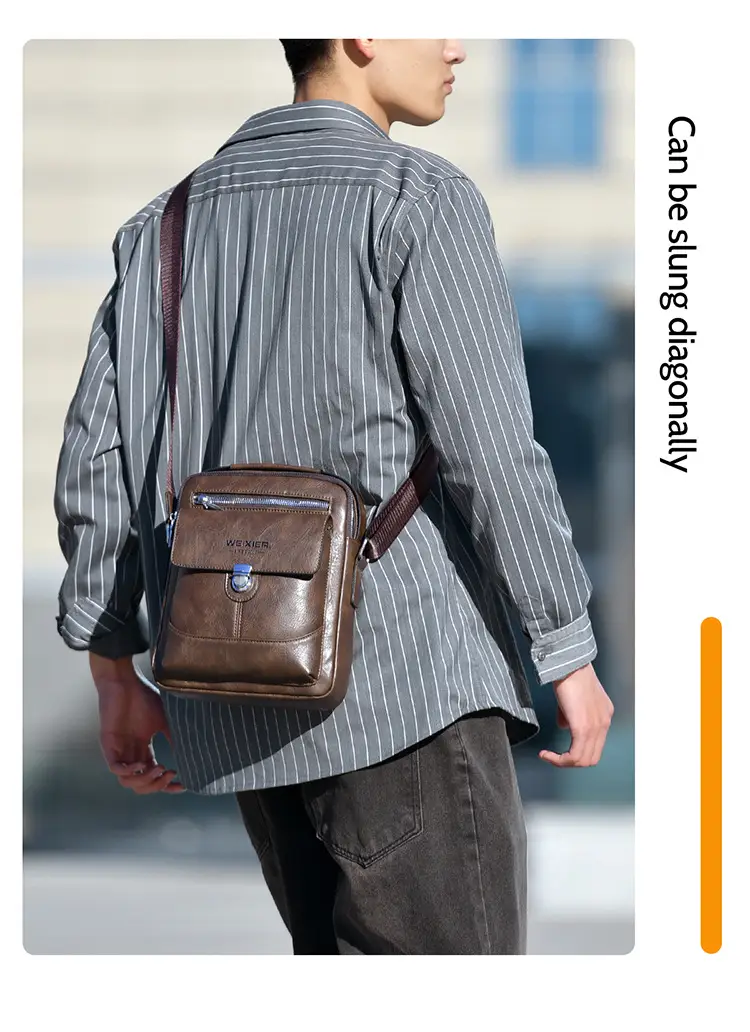 Men's Waterproof Leather Crossbody Bag Large Capacity — feature 8