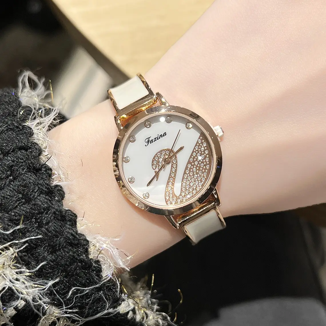 Gold Heart Watch for Women with Crystal Band - Image 5