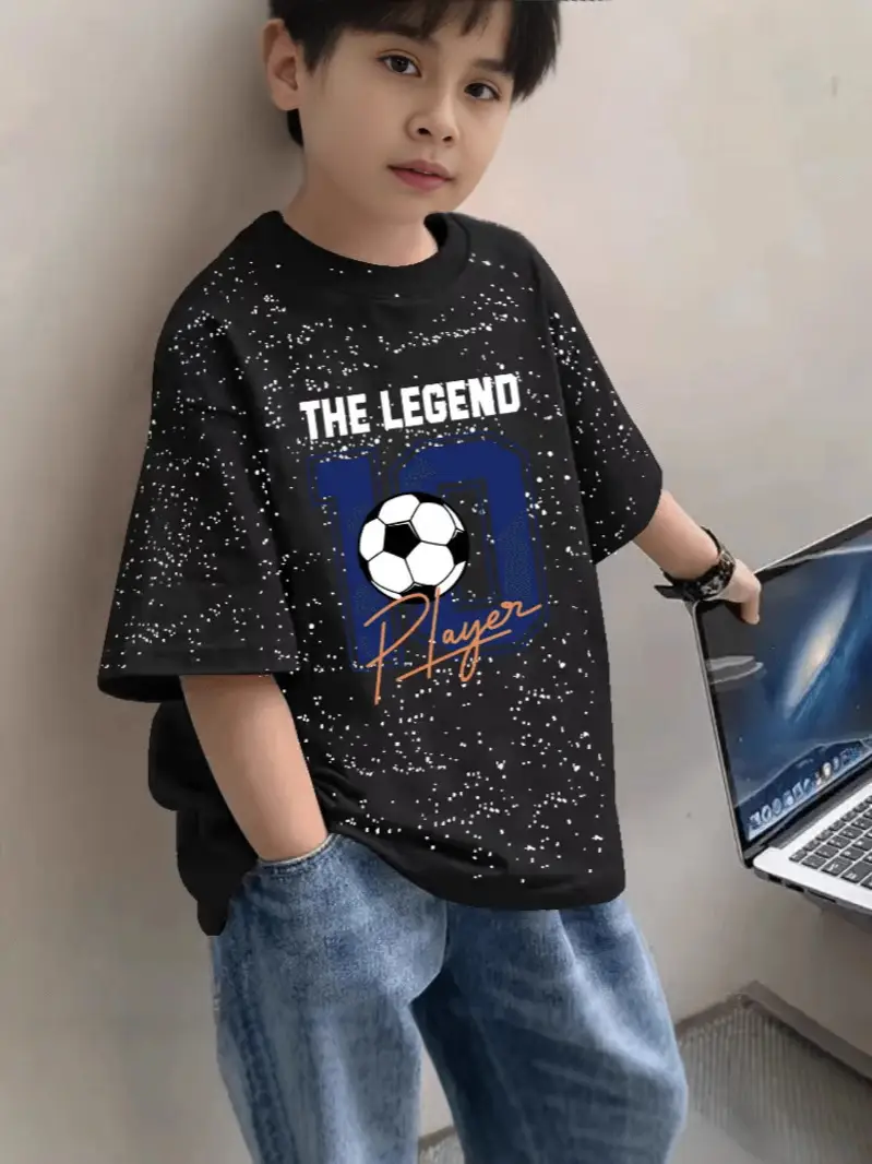 Boys Cotton Starling T-Shirt 2024 Summer Middle Large - Image 9
