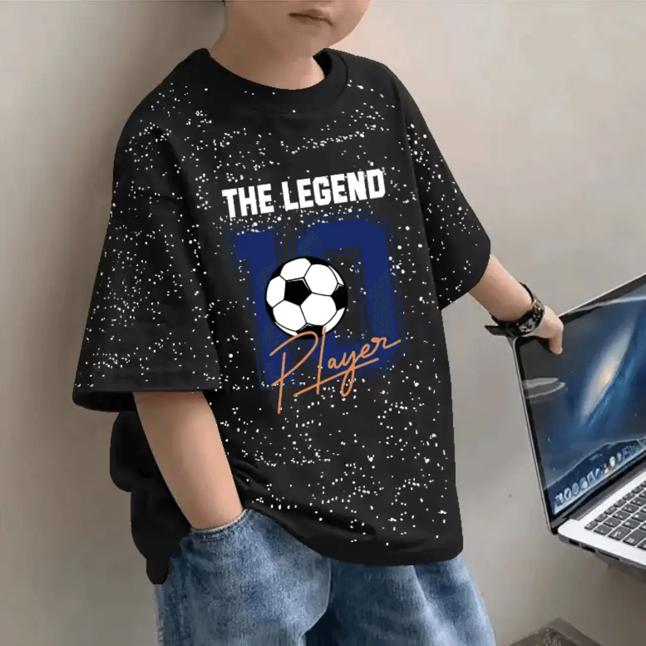 Boys Cotton Starling T-Shirt 2024 Summer Middle Large — feature 9