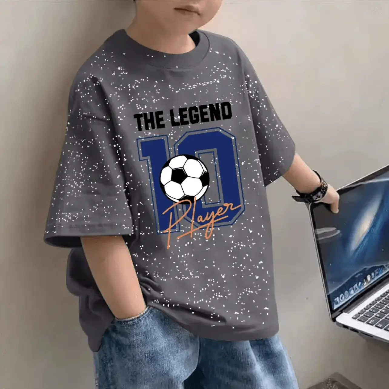 Boys Cotton Starling T-Shirt 2024 Summer Middle Large - Image 4