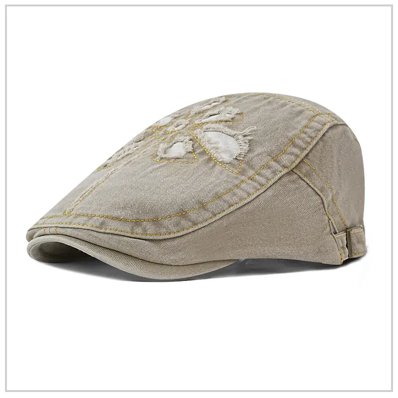 Vintage Denim Progressive Hat with Flower Patch for Kids - Image 3