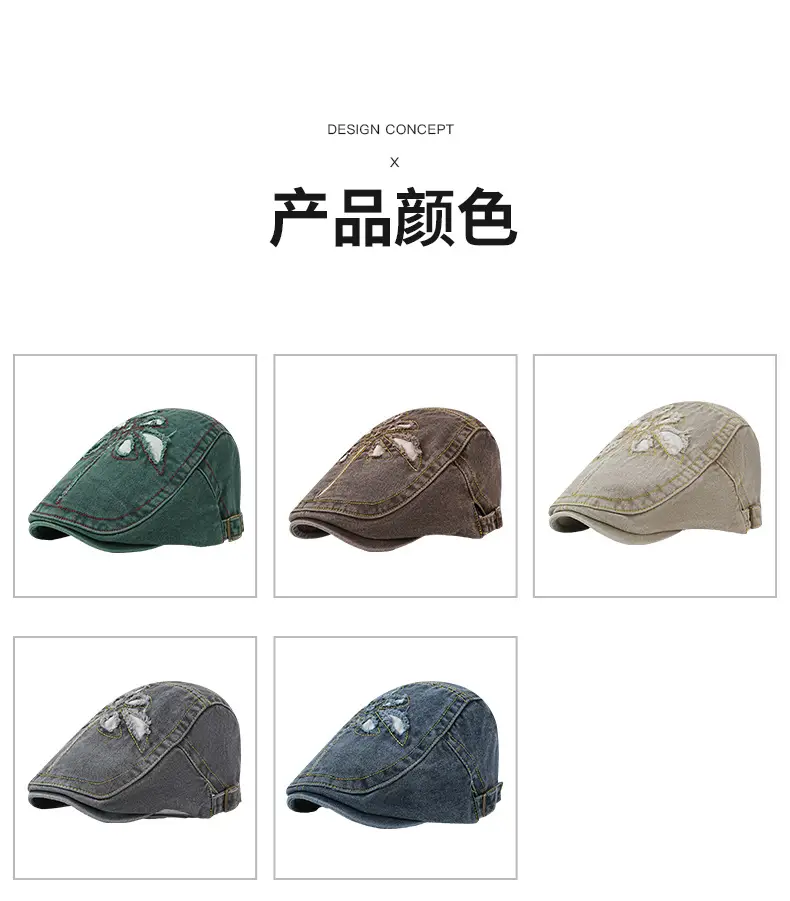 Vintage Denim Progressive Hat with Flower Patch for Kids — feature 8