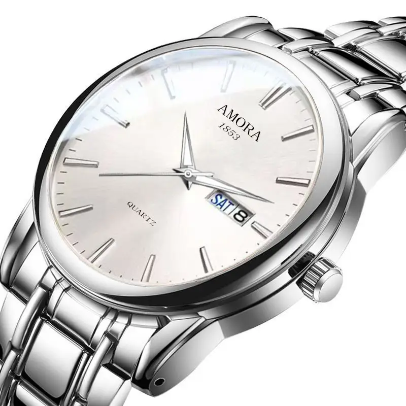 Men's Stainless Steel Quartz Watch with Dual Calendar - Image 9