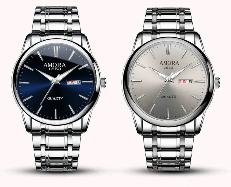 Men's Stainless Steel Quartz Watch with Dual Calendar — feature 4