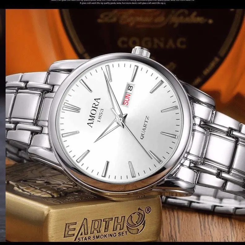 Men's Stainless Steel Quartz Watch with Dual Calendar — feature 9