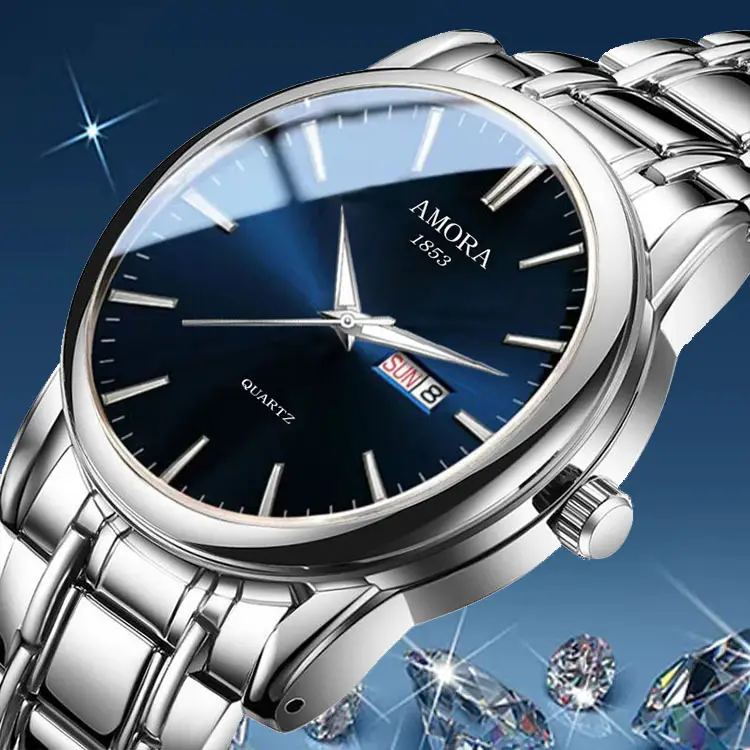 Men's Stainless Steel Quartz Watch with Dual Calendar - Image 2