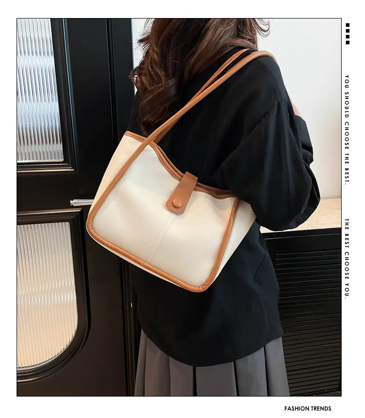 Women's 2025 Contrast Tote Bags Large Capacity Leather Goods — feature 1