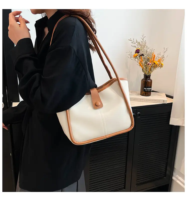 Women's 2025 Contrast Tote Bags Large Capacity Leather Goods — feature 15
