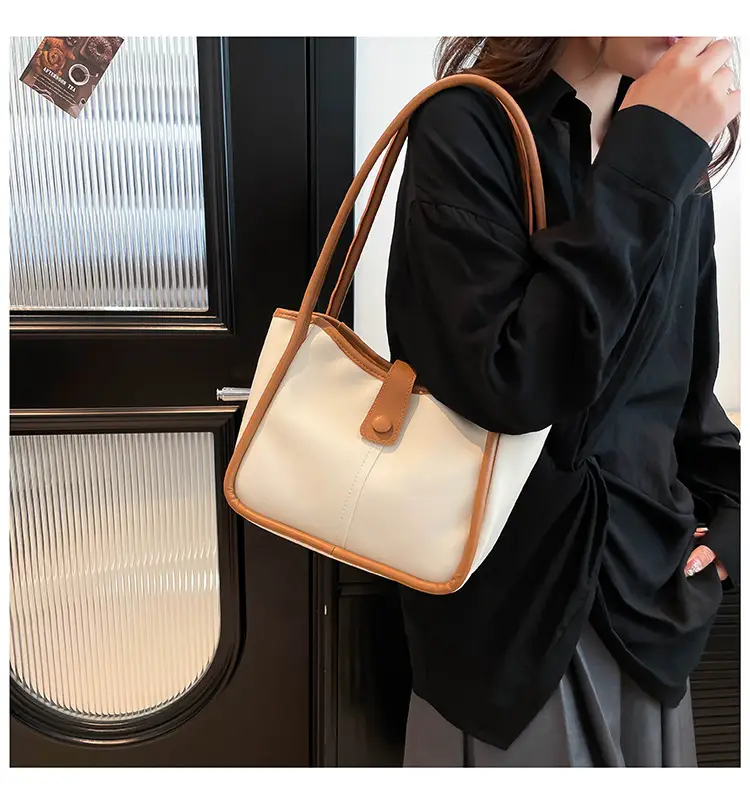 Women's 2025 Contrast Tote Bags Large Capacity Leather Goods — feature 16