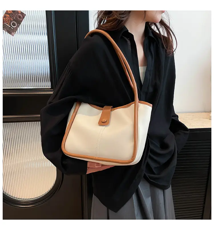 Women's 2025 Contrast Tote Bags Large Capacity Leather Goods — feature 17