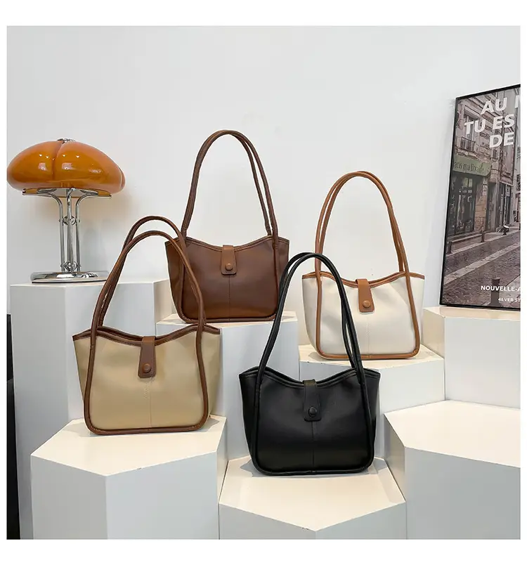 Women's 2025 Contrast Tote Bags Large Capacity Leather Goods — feature 28