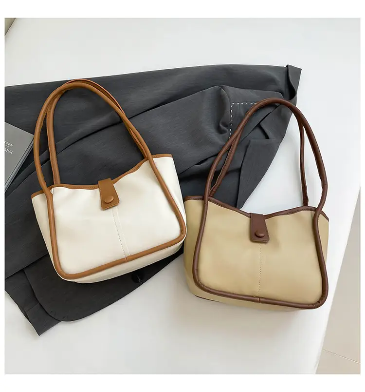 Women's 2025 Contrast Tote Bags Large Capacity Leather Goods — feature 30