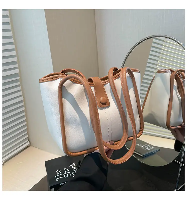 Women's 2025 Contrast Tote Bags Large Capacity Leather Goods — feature 41