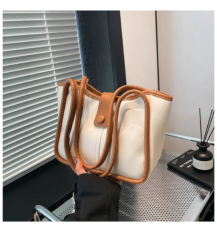 Women's 2025 Contrast Tote Bags Large Capacity Leather Goods — feature 43