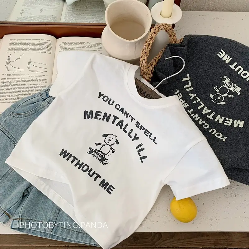 Boys T-Shirt White Black Graphic Summer 2026