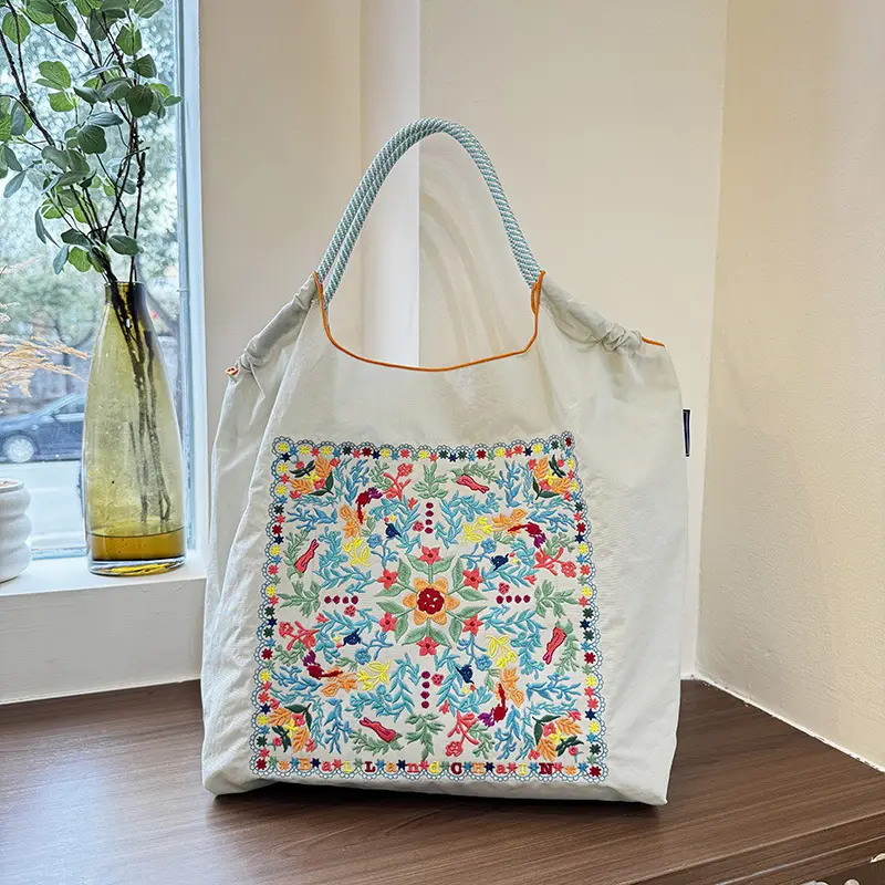 Chinese Embroidered Guofeng Women's Tan Handbag Set - Image 107