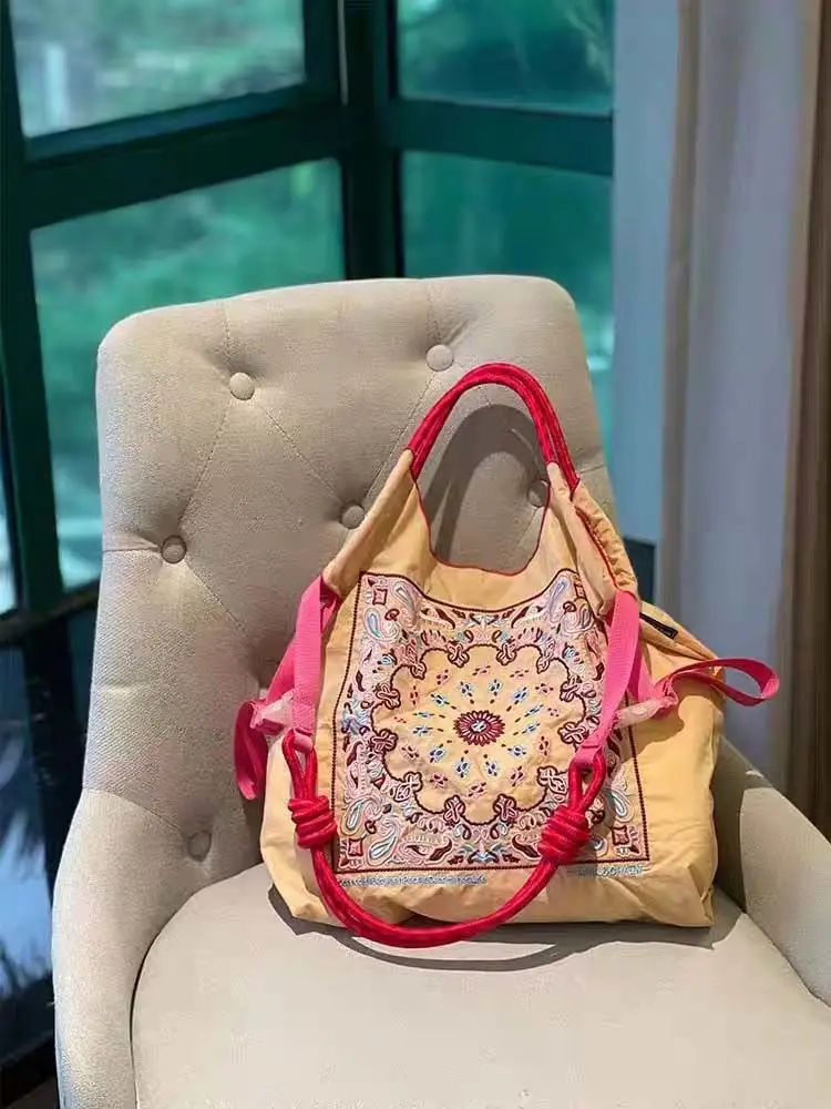 Chinese Embroidered Guofeng Women's Tan Handbag Set - Image 23