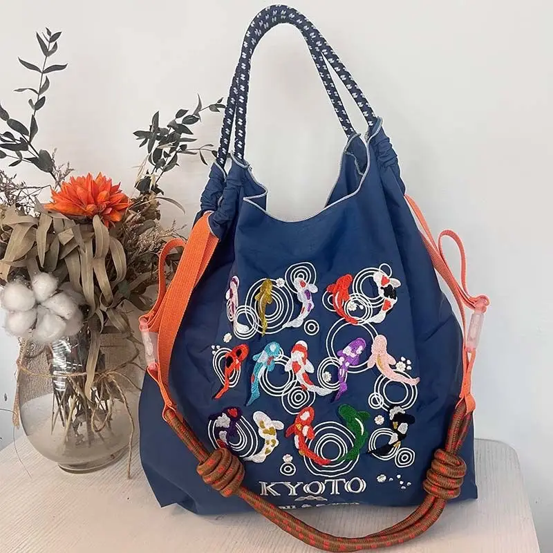 Chinese Embroidered Guofeng Women's Tan Handbag Set - Image 53
