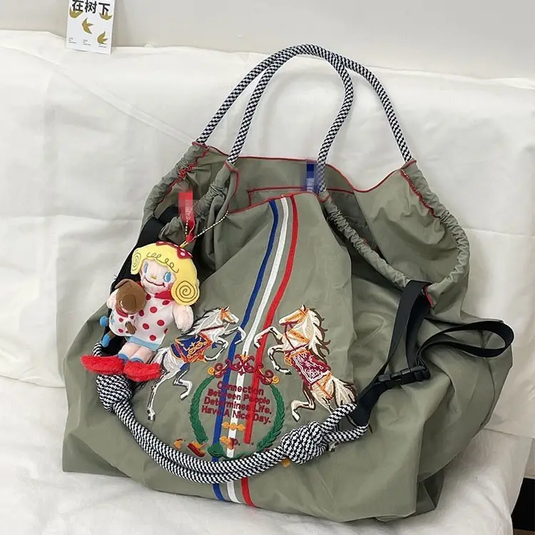 Chinese Embroidered Guofeng Women's Tan Handbag Set - Image 63