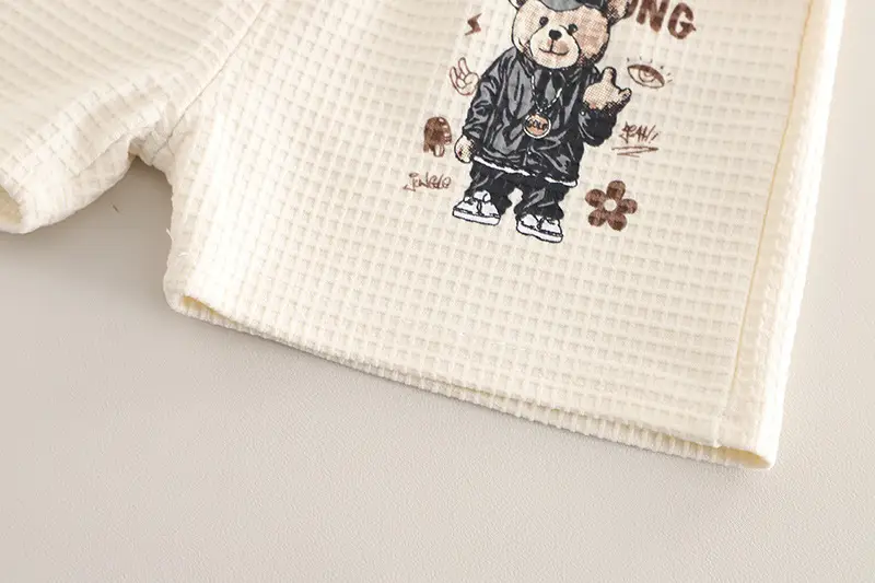 Boys Bear Print 2Pc Summer Suit Cream 2025 — feature 13