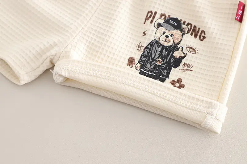 Boys Bear Print 2Pc Summer Suit Cream 2025 — feature 14