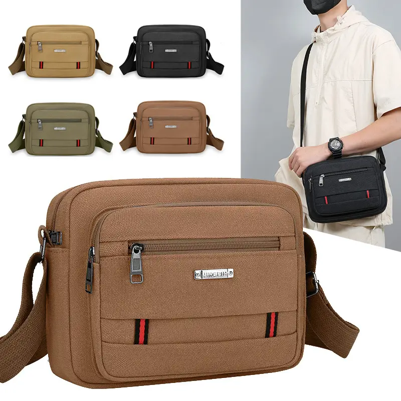 Men's Multi-Layer Shoulder Bag Canvas Business Travel Bag - Image 6