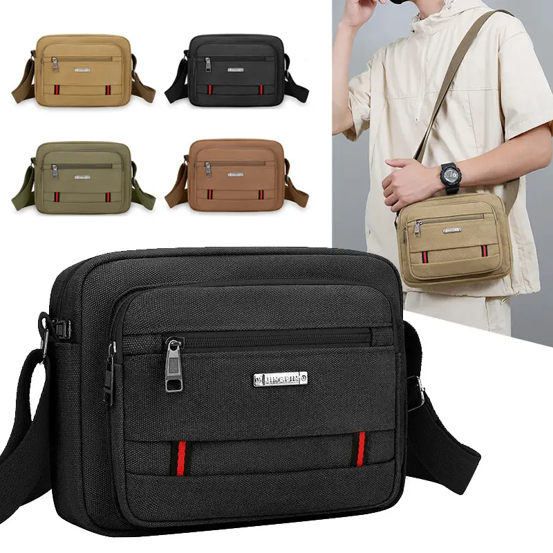 Men's Multi-Layer Shoulder Bag Canvas Business Travel Bag - Image 7